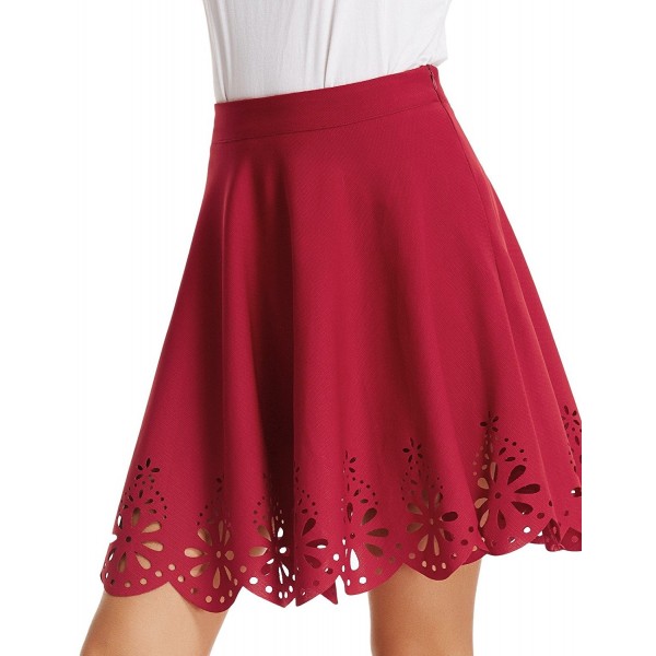 Womens Vintage A Line Mini Skater Skirt - Wine Red - CW187QLLTN2