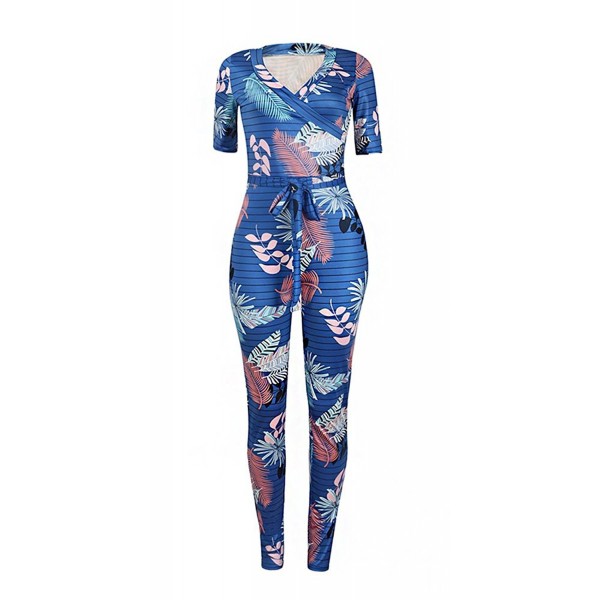 Stretch Tropical Bodycon Jumpsuit Rompers