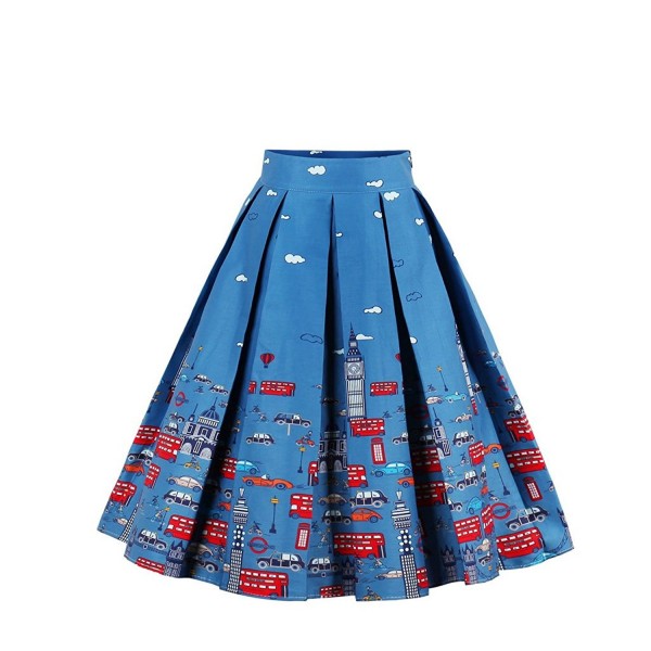 Womens Vintage Casual Pleated Printed