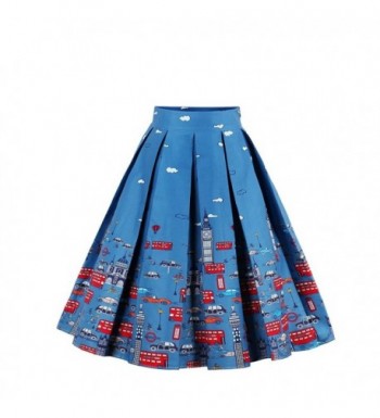 Womens Vintage Casual Pleated Printed