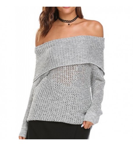 Womens Shoulder Bodycon Knitted Sweater