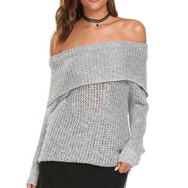 Womens Shoulder Bodycon Knitted Sweater
