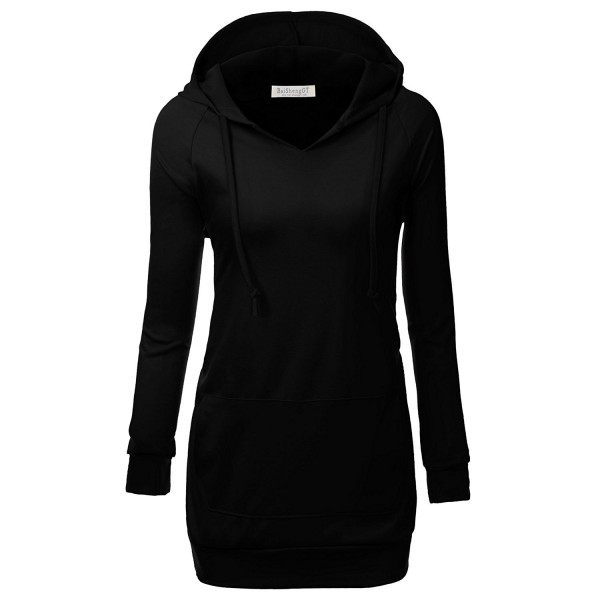 Women's Raglan Long Sleeve Tunic Sweatshirt Hoodie - T16_black ...