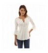 PattyBoutik Womens Henley Sleeve Off White