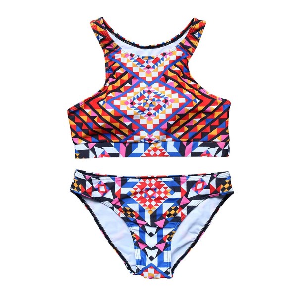 Women High Neck Bikini Racerback Swimsuit Tribal Print Bathing Suits ...