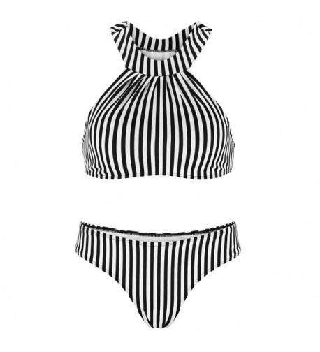 Halter Bikini Stripe Swimuit Women