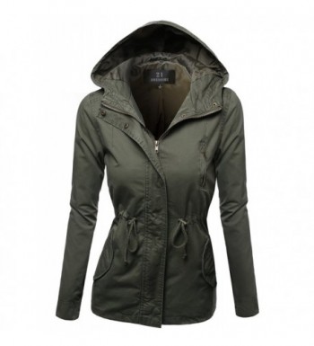 Hooded Drawstring Military Jacket Outerwear