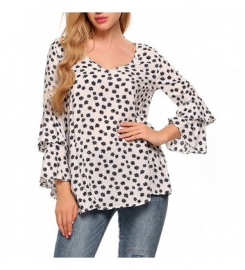 COSBEAUTY Womens Floral Sleeve Blouse
