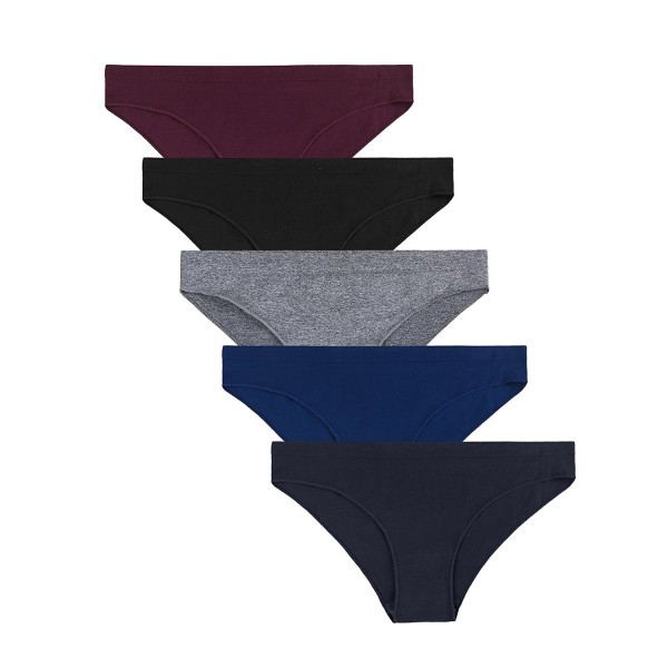 Seamless Low Rise Cheekini Underwear - 5 Pairs(black-navy-melange ...