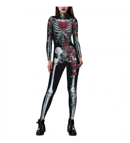 Selowin Halloween Skeleton Jumpsuit Palysuits