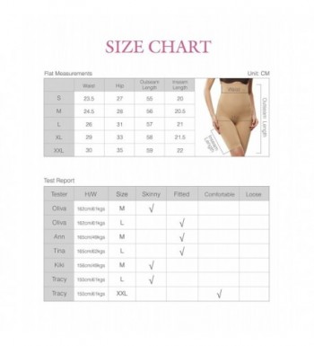 Franato Shapewear Size Chart