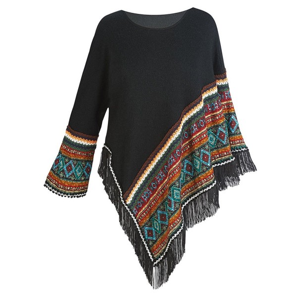 Womens Sweater Knit Poncho Pullover