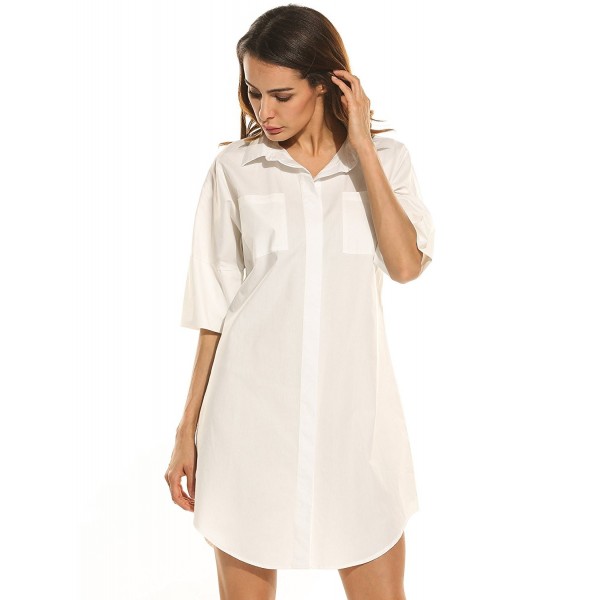 Women Button Shirt- Women Short Sleeve Dress Shirts Casual Irregular ...