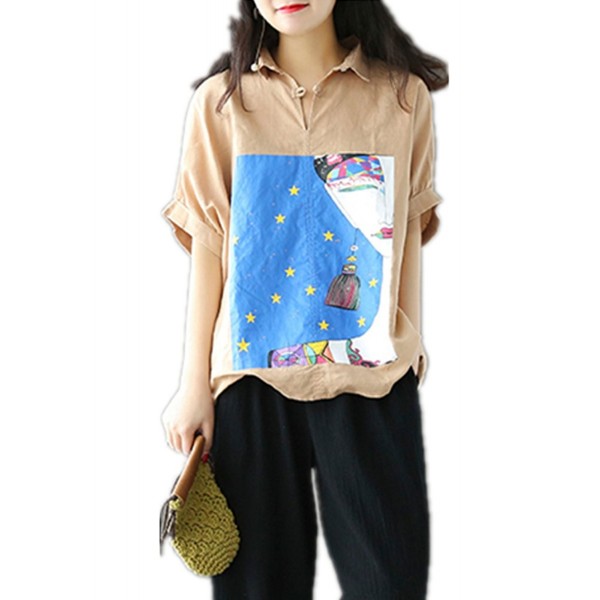 YESNO Button up Blouse Cartoon Printed