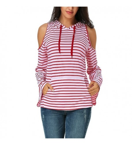 Auxo Shoulder Striped Pullover Sweatshirts