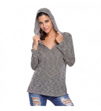 Tiksawon Womens Hooded V Neck Knitted