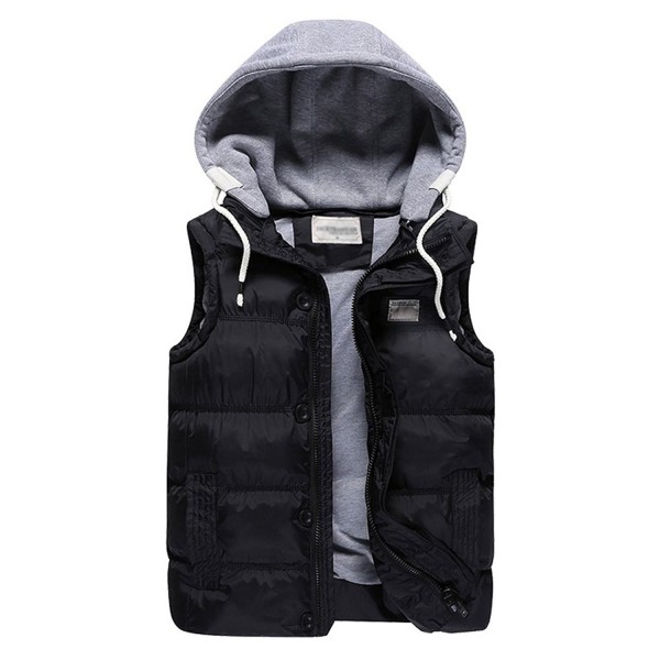 Men's Winter Down Vest Removable Hooded Padded Puffer Quilted Warm ...