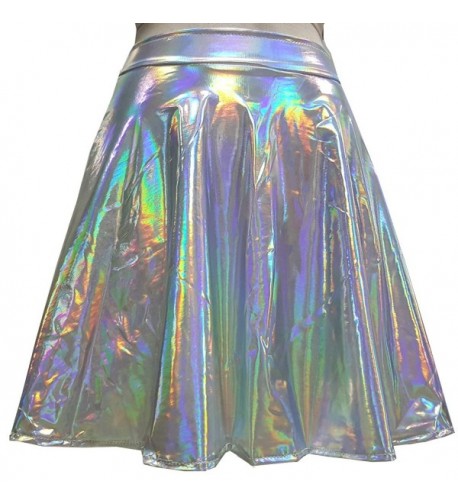 Summer Holographic Waisted Skater silver