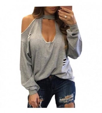 Coolred Women Hollow Colored Ripped Sweatshirt