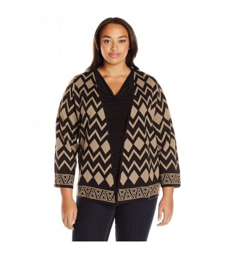 Alfred Dunner Printed Cardigan Sweater