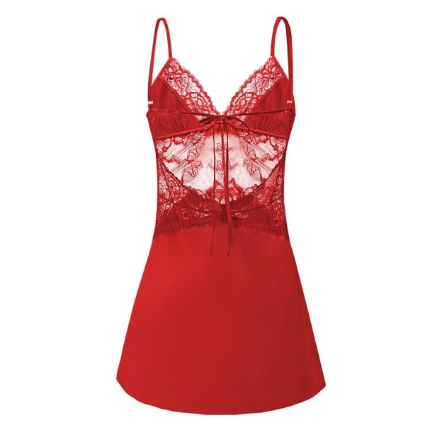 Women Satin Chemise Slip Sexy Sleepwear Lingerie S-XXL - Red - CY185QSTSCH