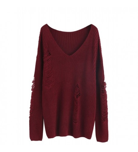 MakeMeChic Womens Pullover Sweater Burgundy