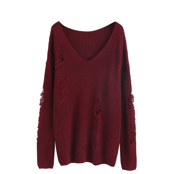 MakeMeChic Womens Pullover Sweater Burgundy