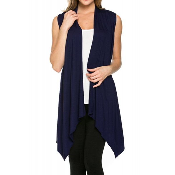 Azules Women's Solid Color Sleeveless Asymetric Hem Open Front Cardigan ...