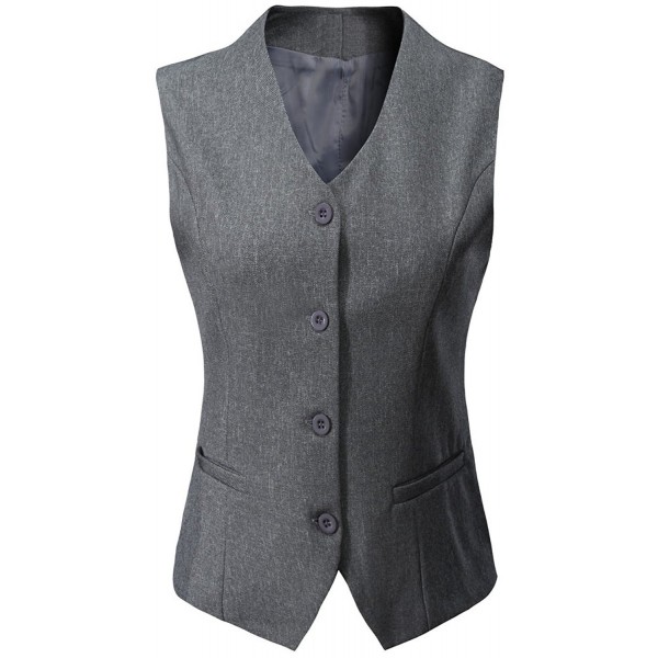 Women's Formal Regular Fitted Business Dress Suits Button Down Vest ...