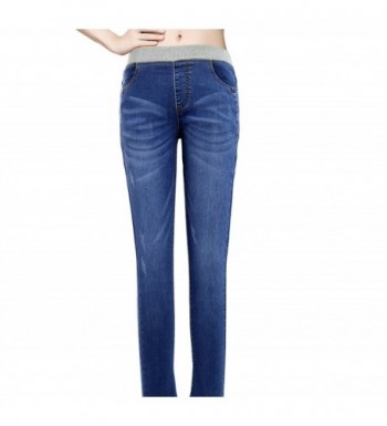 Women Elastic Waist Jeans Casual