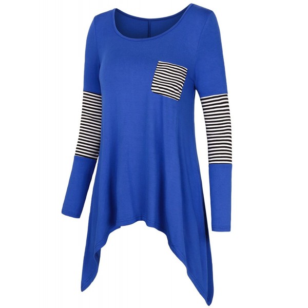 Womens Asymmetrical Blouse Striped Sweatshirt