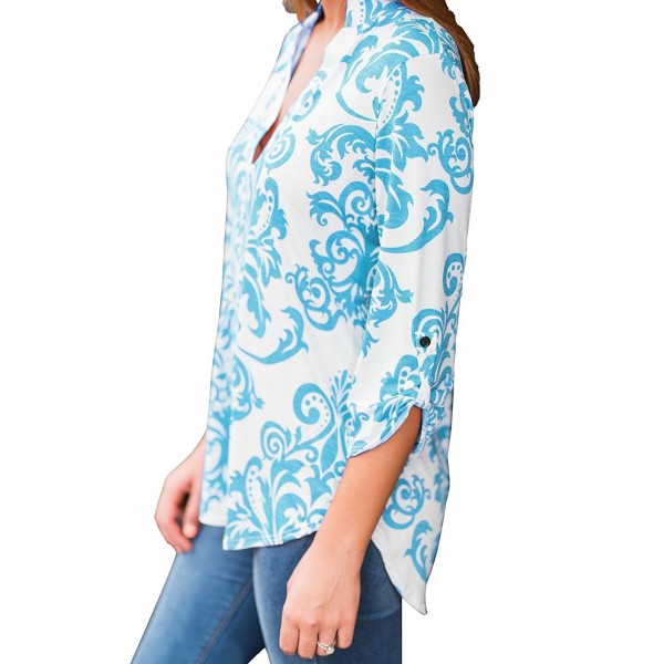 ZESICA Womens Casual Cuffed Blouses