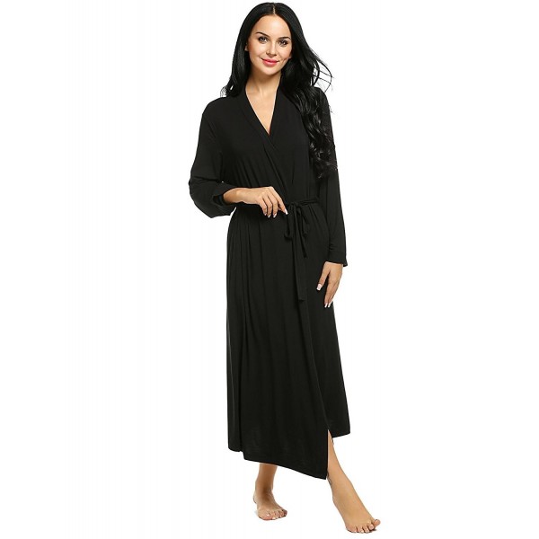 Women V-Neck Long Sleeve Robe Kimono Bathrobe Solid Sleepwear S-XXL ...