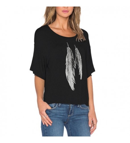 Tulucky Womens Summer Fashion Black Feather