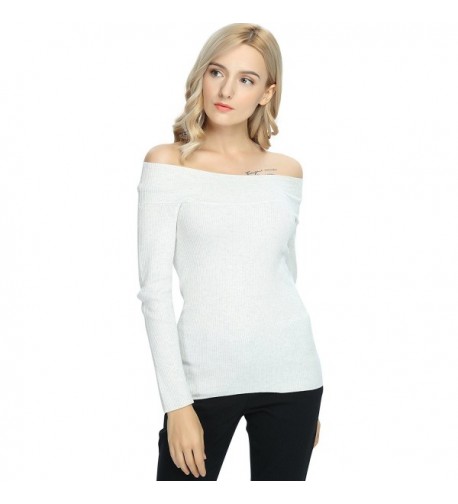 SATINATO Shoulder Sweater Pullover White