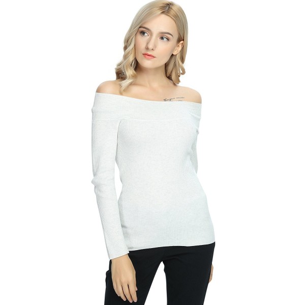 SATINATO Shoulder Sweater Pullover White