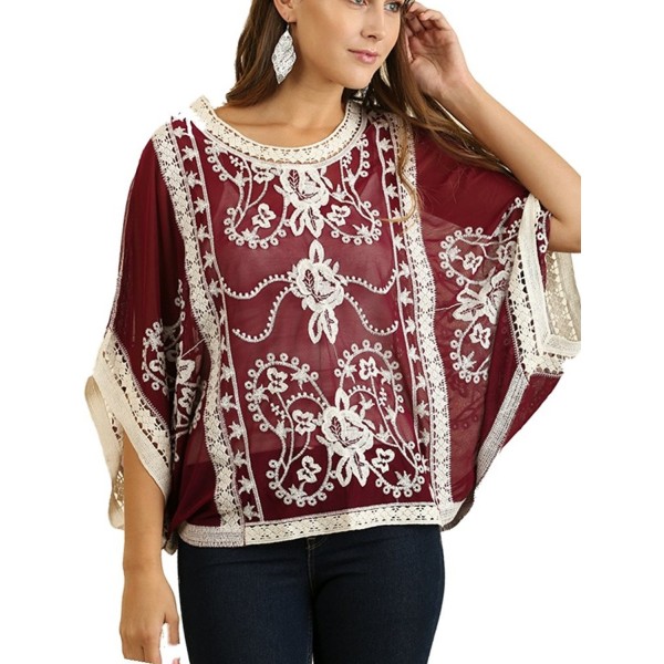 Umgee Floral Embroidered Blouse Winter