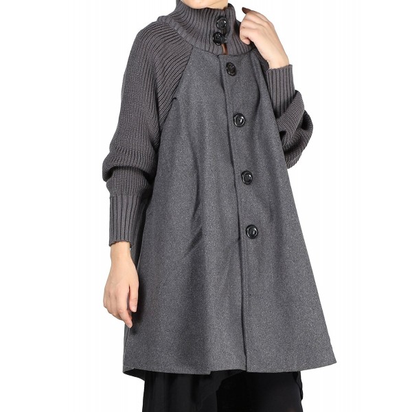 Women's New Wool Button Down Coat A-lined Overcoat - Style 1 Gray ...