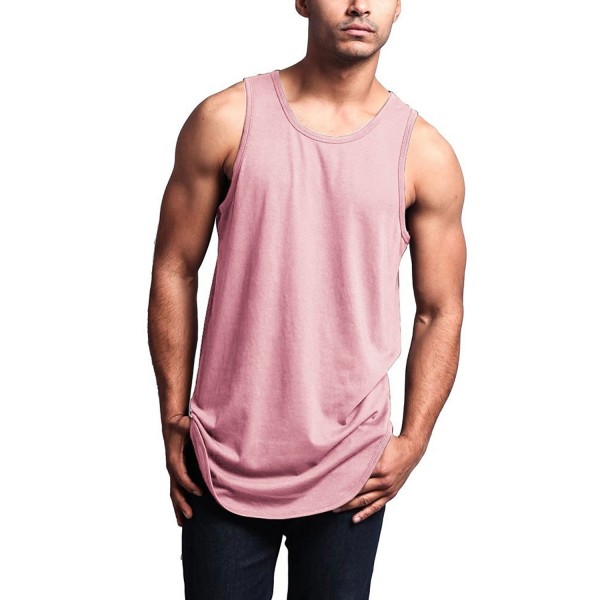 Solid Color Long Length Curved Hem Tank Top - Dirty Pink - C3184SSGXYO