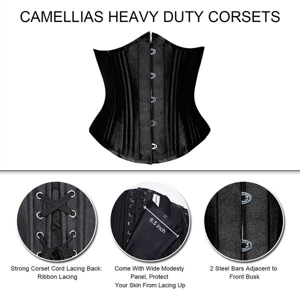 Camellias Women's 26 Steel Boned Heavy Duty Waist Trainer Corset Shaper ...