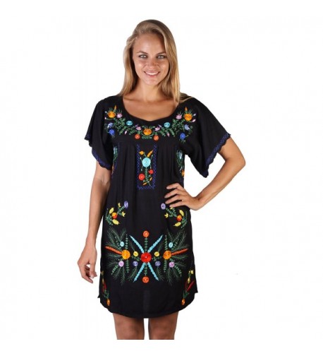 Mexico Embroidered Short Dress Black