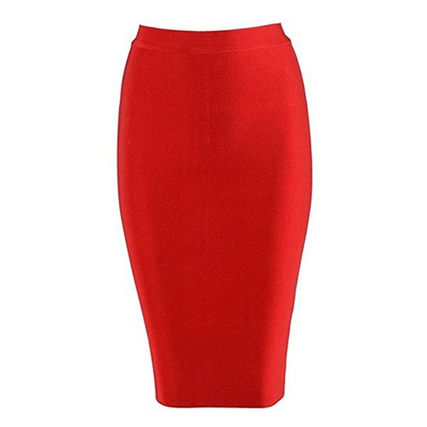 Women's High Waist Stretch Knee Length Bodycon Bandage Pencil Skirt ...