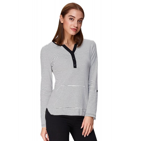 Womens Sleeve Striped Casual Henley