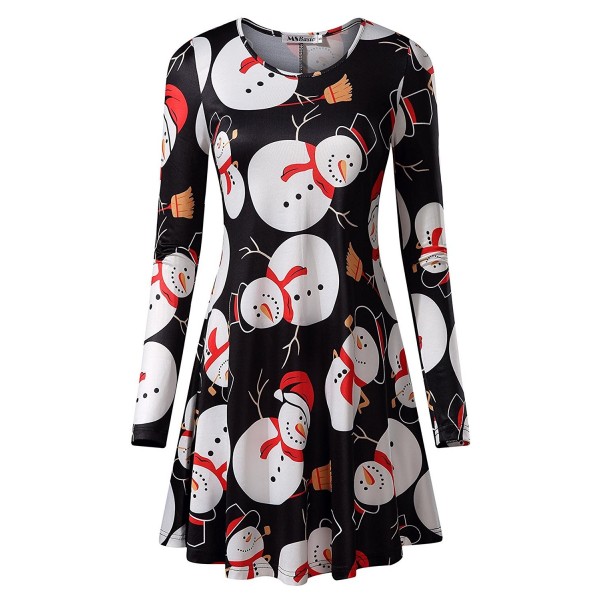 Women's Long Sleeves Christmas Dress Xmas Gifts Print Flared A Line ...