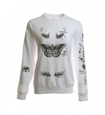 Noonew Womens Butterfly Tattoos Sweatshirt