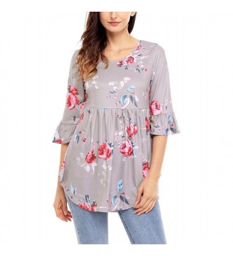 IDEAOLE Casual Blouse Floral Babydoll