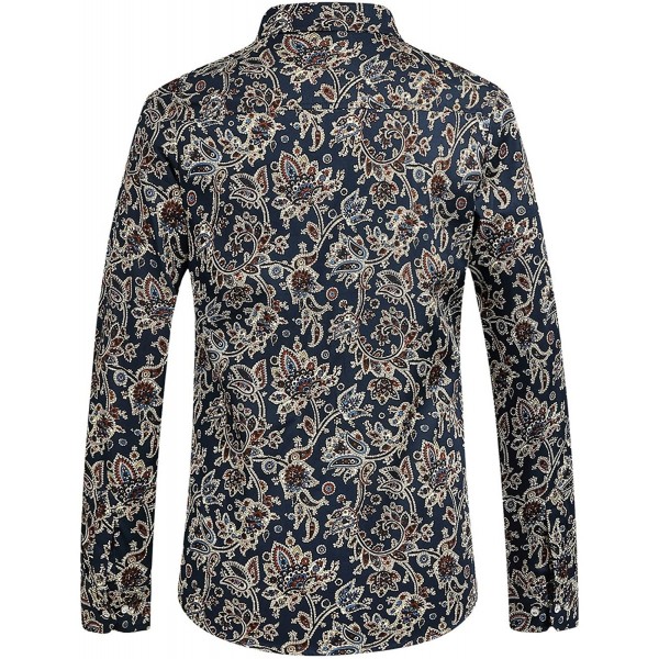Men's Paisley Printed Regular Fit Long Sleeve Casual Button Down Shirt ...