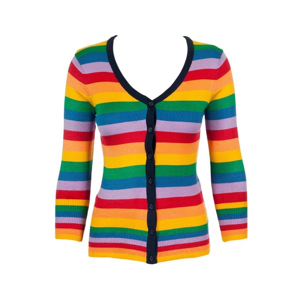 Sidecca Rainbow Sleeve Cardigan Sweater Rainbow Large