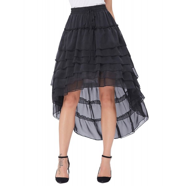 Women's Lace Steampunk Gothic Ruffled Skirt Vintage Pirate Skirt With ...