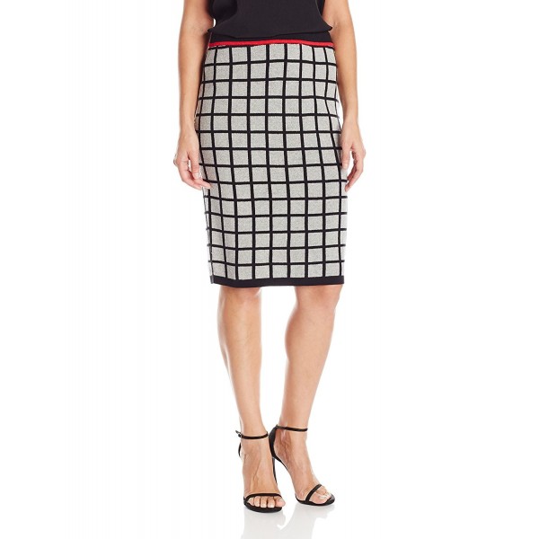 Women's Grid Pattern Skirt - Grey/Black - CO12JC32CQ7